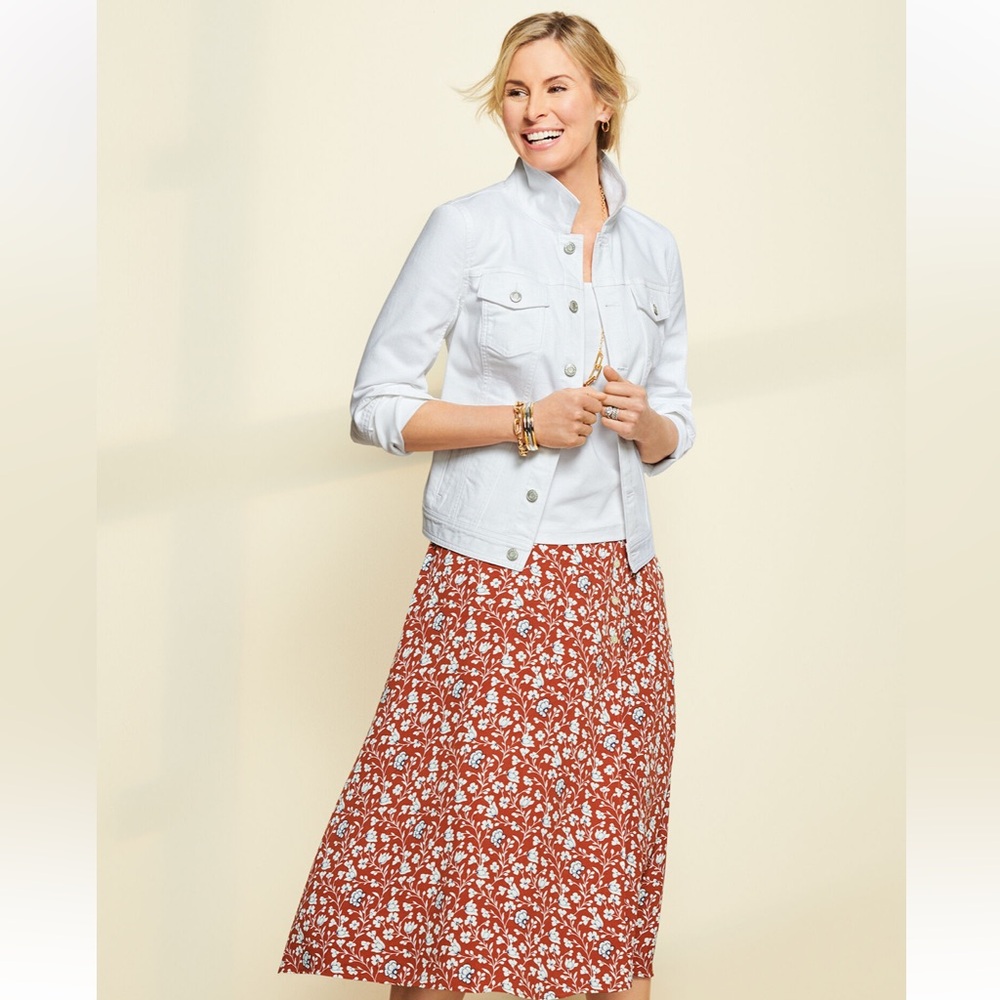5 FOR $25 | Talbots Floral and Vines‎ Wrap Midi Skirt Modest 4